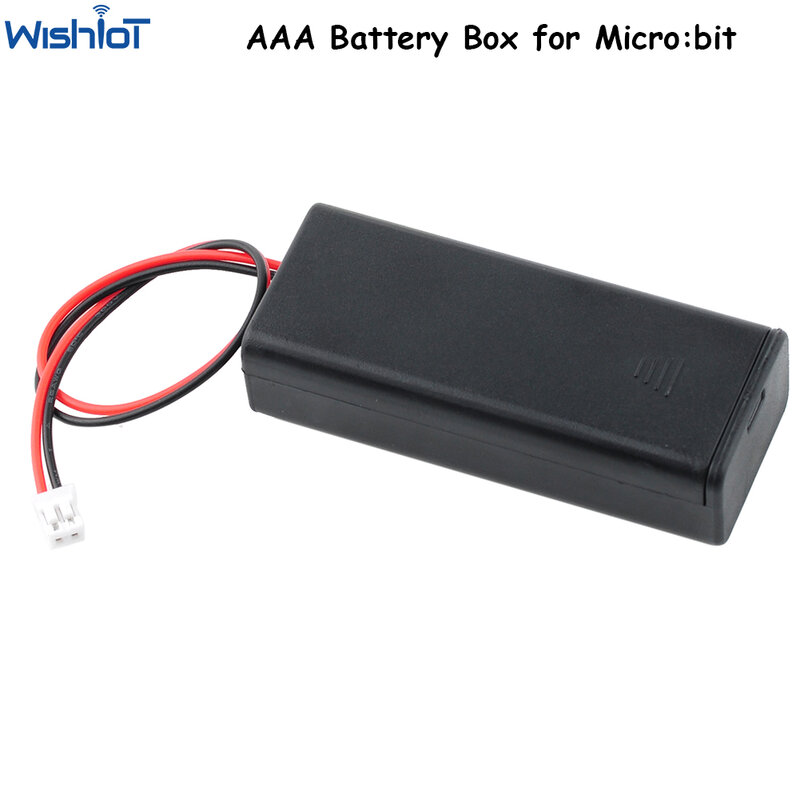 Caja de batería AAA de 100 piezas, soporte con cubierta, interruptor de encendido/apagado, Cable de Terminal de interfaz PH2.0 de 3V y 2 pines, 14cm para Micro:bit