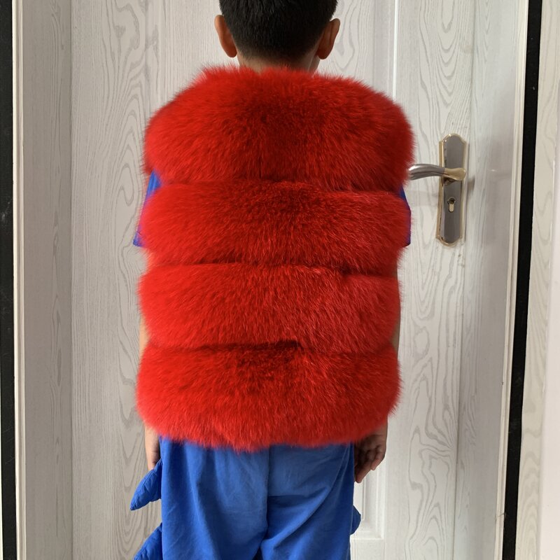 Детский меховой жилет для тепла на осень и зиму жилет из натурального Лисьего меха для девочек и мальчиков меховой жилет в том же стиле детская куртка