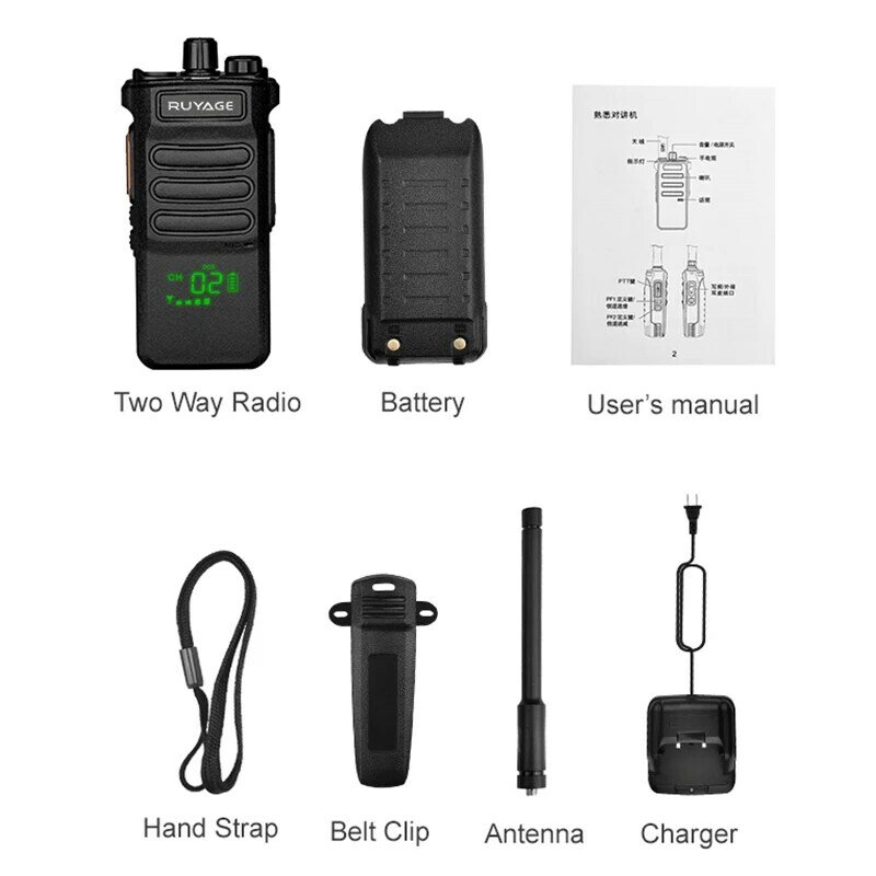 Ruyage-walkie-talkie T8 de largo alcance, radio bidireccional de 1/ 2 piezas, potente comunicador de Radio portátil para caza, 10W