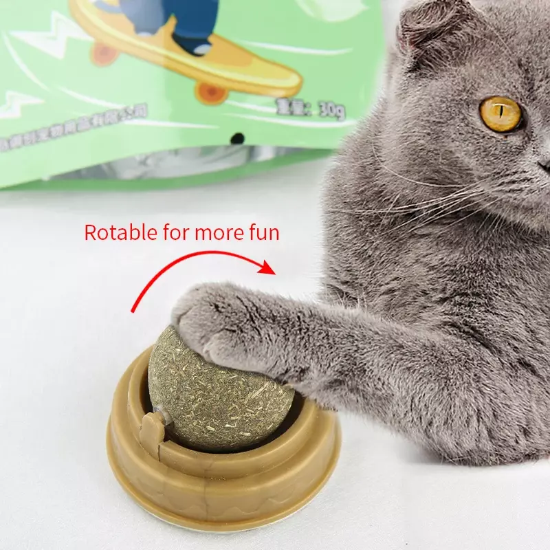 Натуральная кошачья мята Cat Wall Stick-on Ball, игрушка-царапалка, лечебные натуральные шарики для здорового пищеварения, закуска из кошачьей травы