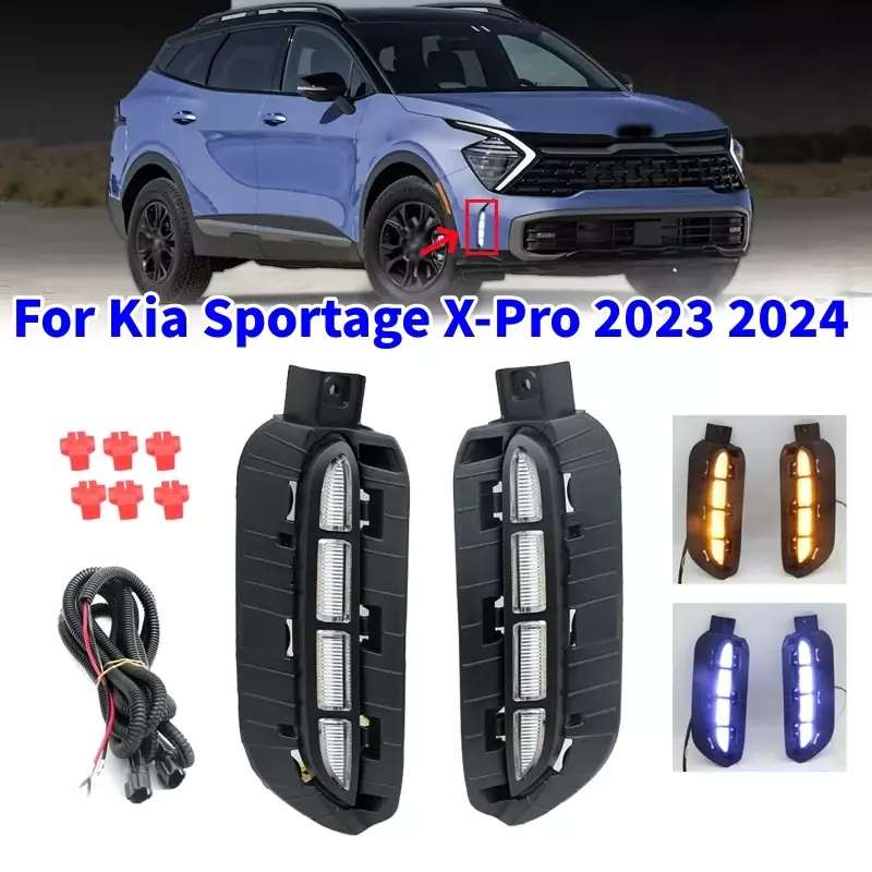Luz LED antiniebla para coche, lámpara de señal de giro, Flash secuencial, para Kia Sportage x-pro 2023 2024, 2 piezas
