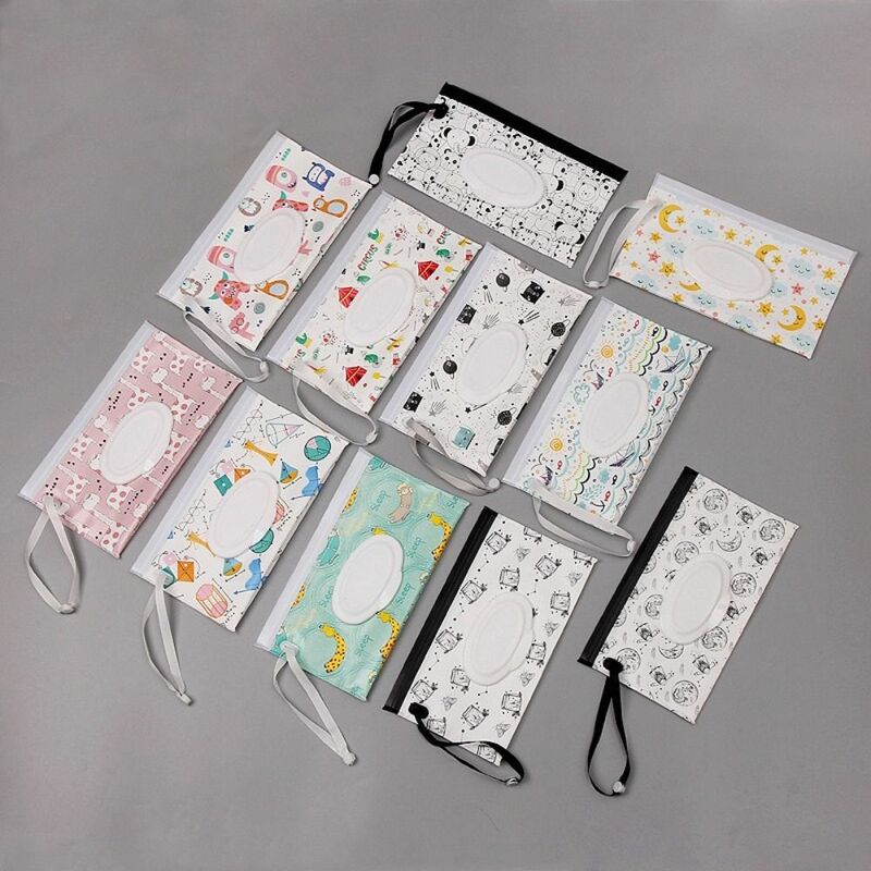 Snap-Strap Outdoor Flip Cover Portable Carrying Case Baby Product Wipes Holder Case Tissue Box Wet Wipes Bag Cosmetic Pouch