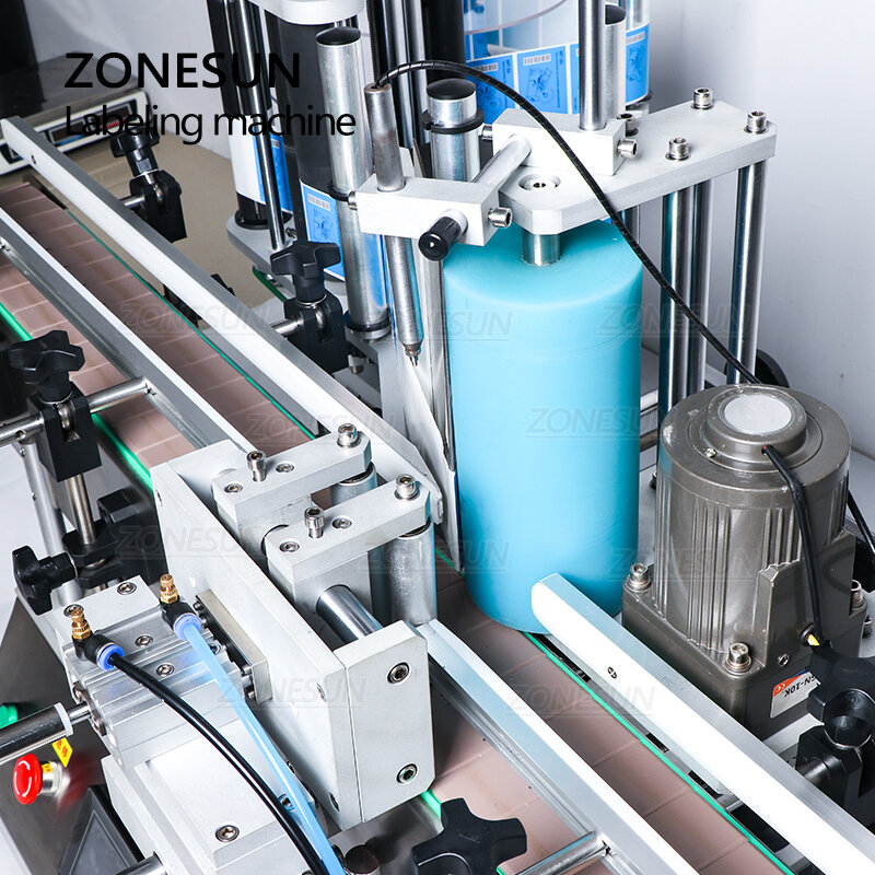 ZONESUN TB-500A 자동 양면 라벨 스티커, 날짜 코더, 항아리 물, PET 원형 병 포지셔닝 및 라벨링 기계