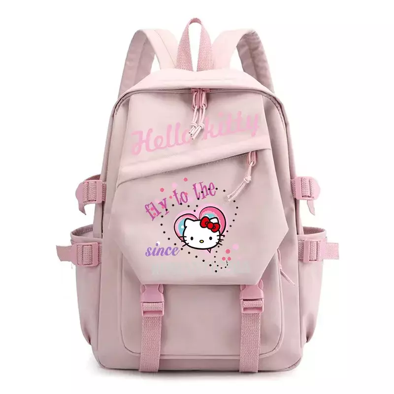 Sanrio New Hellokitty Heat Transfer Patch Printed Backpack Cute Cartoon Student Schoolbag Computer Canvas Backpack