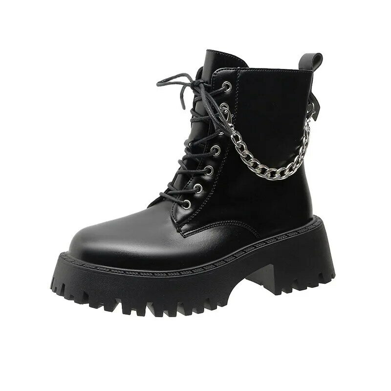 Women's Shoes 2023 High Quality Cross-tied Women's Boots Fashion The Chain Casual Boots Women Hot Sale Side Zipp Ankle Boots