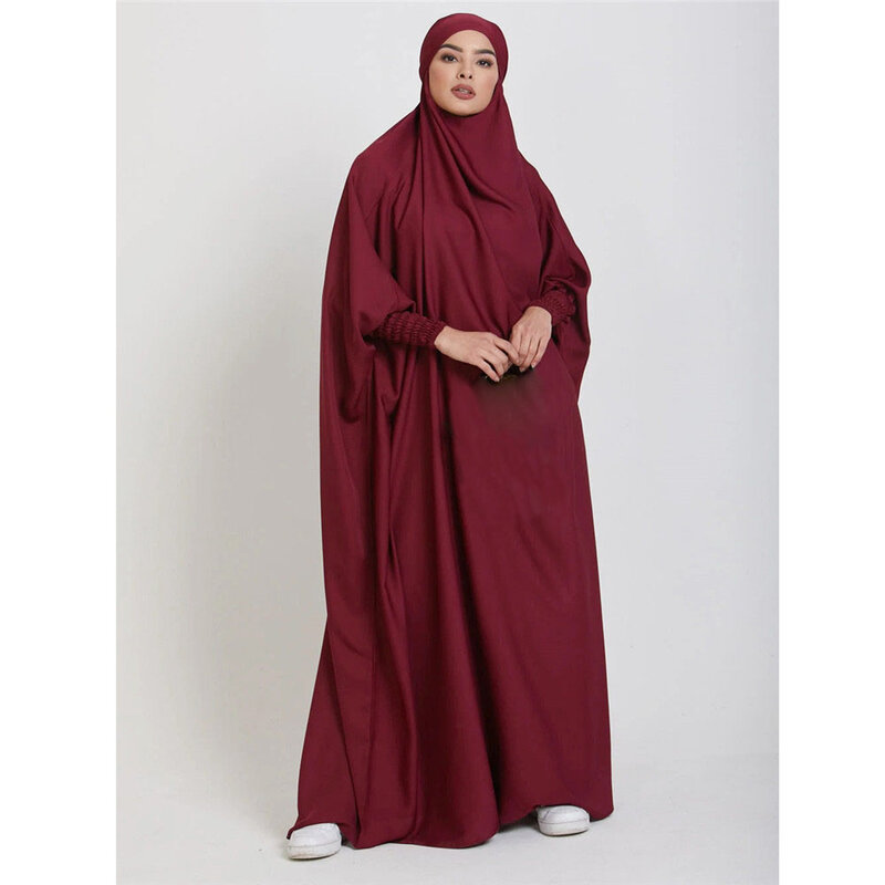 Overhead Abaya Eid Ramadan Muslim Women Prayer Garment Clothes Hooded Abayas Khimar Maxi Dress Islamic Clothing Robe Kaftan Gown