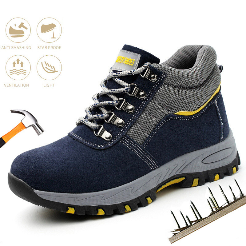To Mens Work Outdoor Boot Safety Shoes Steel Toe Cap Puncture-Proof Work Sneakers Indestructible Work Shoes Men Advisable Shoes