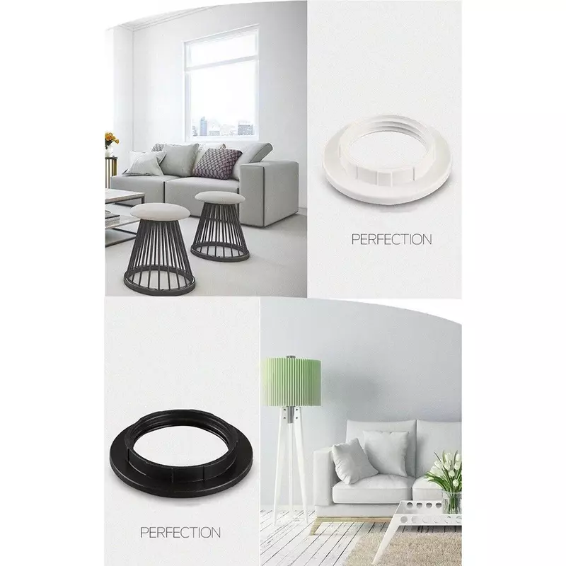 Anillo de sombra de lámpara de rosca, soporte de accesorios de pantalla de luz de lámpara de plástico E14, nuevo y práctico, paquete de 3