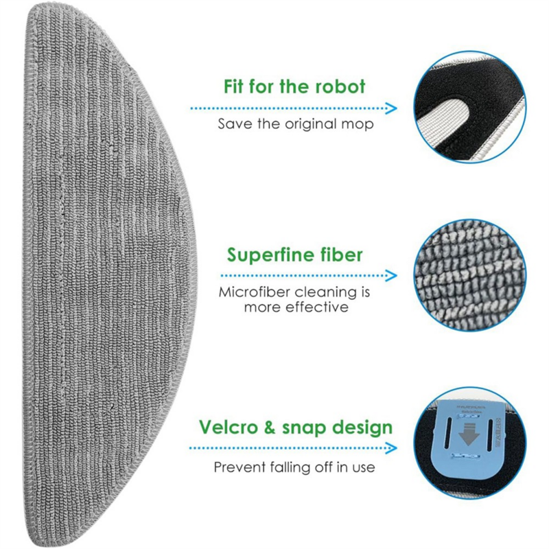 6 PCS Parts Mop Pads for iRobot Roomba Combo I5, I5+,J5, J5+ Robot Vacuum Microfiber Washable Reusable Mopping Cloth