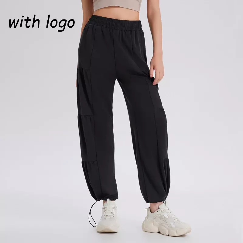 Yoga Pants Straight Leg Two Dressing Methods Leggings Fold Drawstring Gym Sports Pants Women Loose Casual Workout Pants Comfort
