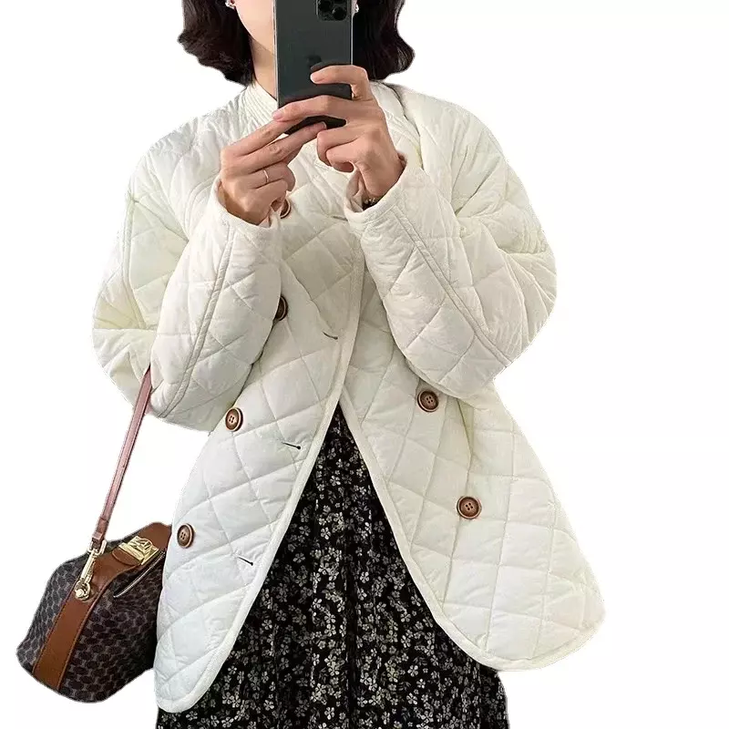 Jaqueta de algodão feminina, Parkas finas de forro claro, casaco quente, outwear feminino casual, tops femininos, outono, inverno, 1