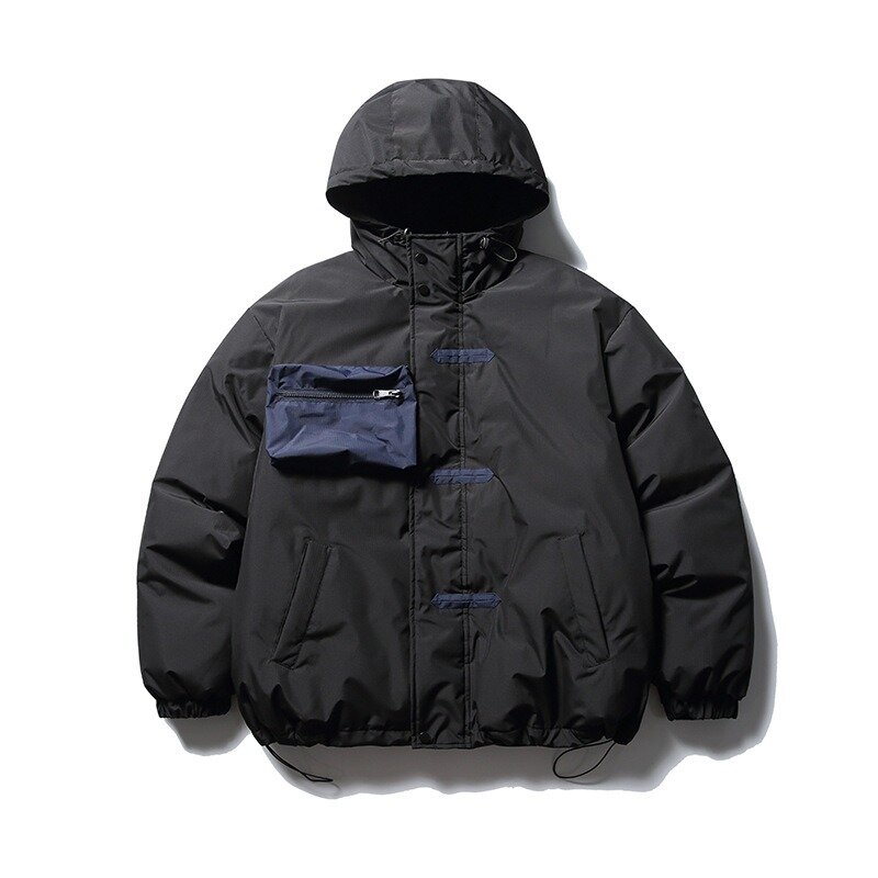 Winter Warm 3D Pocket Jacket Hooded Men Streetwear Fashion Loose Casual Padded Cotton Parkas Jackets Camping Coats Men Clothing