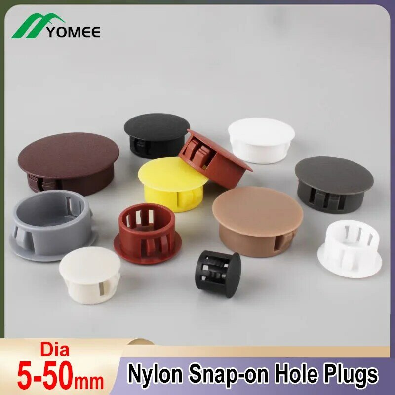 Plástico Rodada Snap-on Plug Cover, Blanking End Caps, Rolha de Selo para Móveis, Caixa de Mesa, Buraco Extra, Nylon