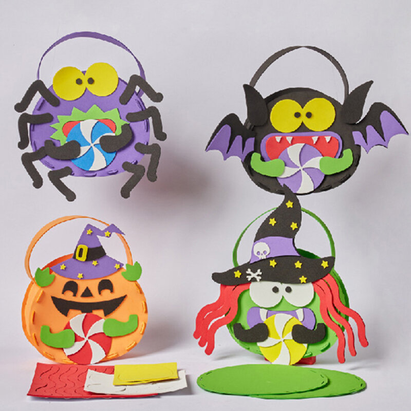DIY Halloween Candy Bag Handicrafts Toys Handmade Pumpkin Begging Sugar Bags Trick-or-treater Kindergarten Art Craft Kids Toys