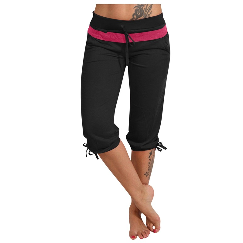 Summer Women's Sport Fitness Pants Drawstring Adjustable Elastic Waist Jogging Trousers Sweat Casual Yoga Solid Mujer Pantalones