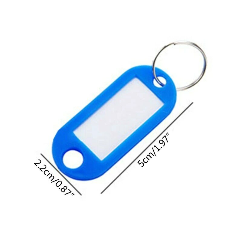 Confezione da 50 etichette per chiavi in ​​plastica, portachiavi ad anelli divisi, per uso domestico e in ufficio