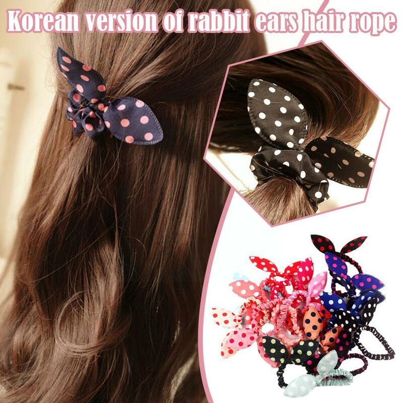 Bandas para el pelo con Orejas de conejo para niña, banda de goma elástica para bebé, accesorios para el cabello, adornos coreanos para niños L0W2