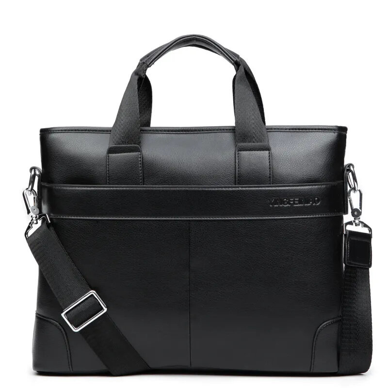 Maleta masculina de couro PU, bolsa de luxo para documentos, grande capacidade, ombro masculino Messenger Bag, Office Laptop Bag, Novo