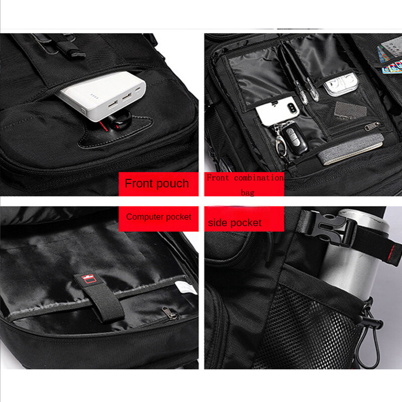 USB 확장형 남성 노트북 백팩, 방수 여행 스포츠 학교 가방 팩, 남녀공용, 60L, 80L, 17 인치