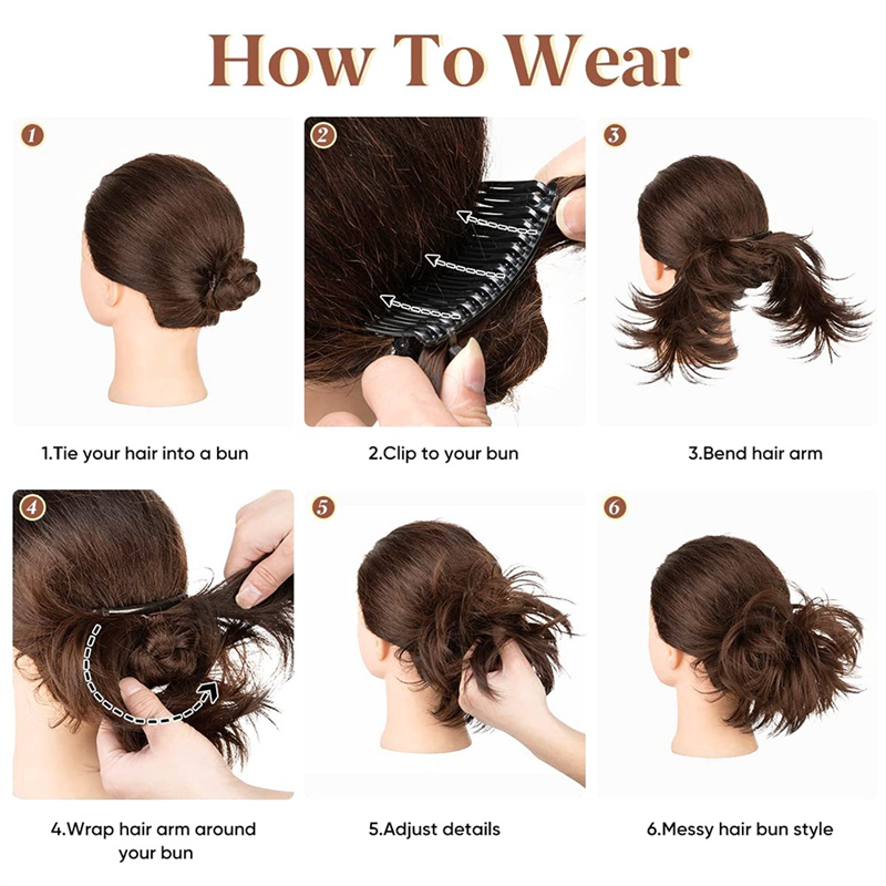 Pedaço de cabelo bagunçado ajustável para mulheres, pente lateral, clipe, penteado updo penteado, um