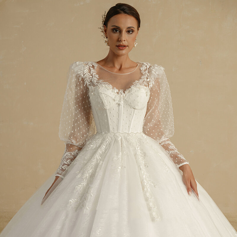 Elegant Bohemia Women Wedding Dresses Glitter Tulle A-Line Bridal Gowns Mopping Length Flower Princess Vestidos De Novias 2024