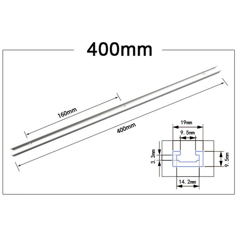 1szt T-Track T-Slot Miter Jig Tools Screw Fixture Aluminum Alloy 19x9.5mm Table Saw Router 300-600mm Chute Rail Woodworking Tool