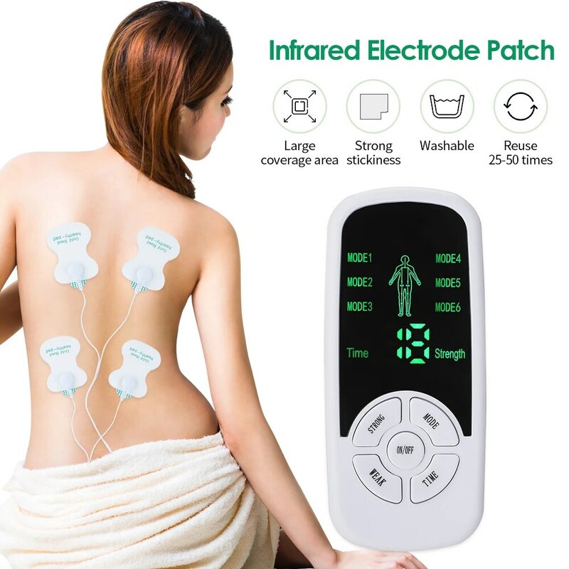 Electric Muscle Stimulator 6 Modes Mini Cervical Spine Massager Meridian Body Massage Device for Pain Relief Electroestimulador
