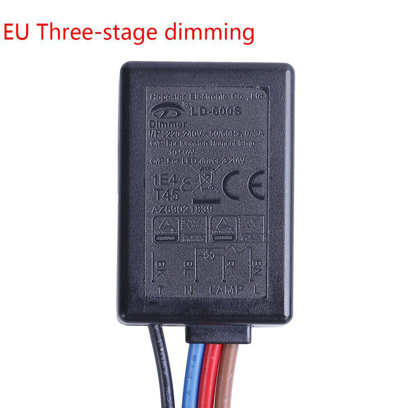 EU 3 Way Touch Dimming Switch, Adequado para Incandescentes e Luzes LED, Modelo LD600S, Fácil Instalação