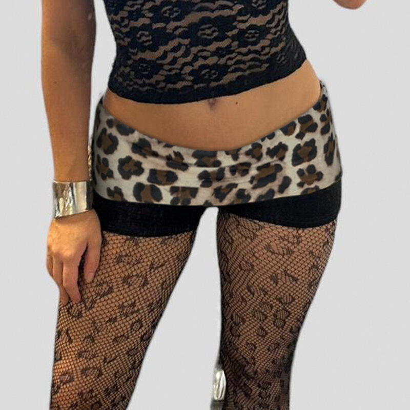 HEYounGIRL Leopard Print Patchwork Low Waist Shorts Y2K Fashion High Street Clubwear Women Skinny Black Mini Shorts Retro Sexy
