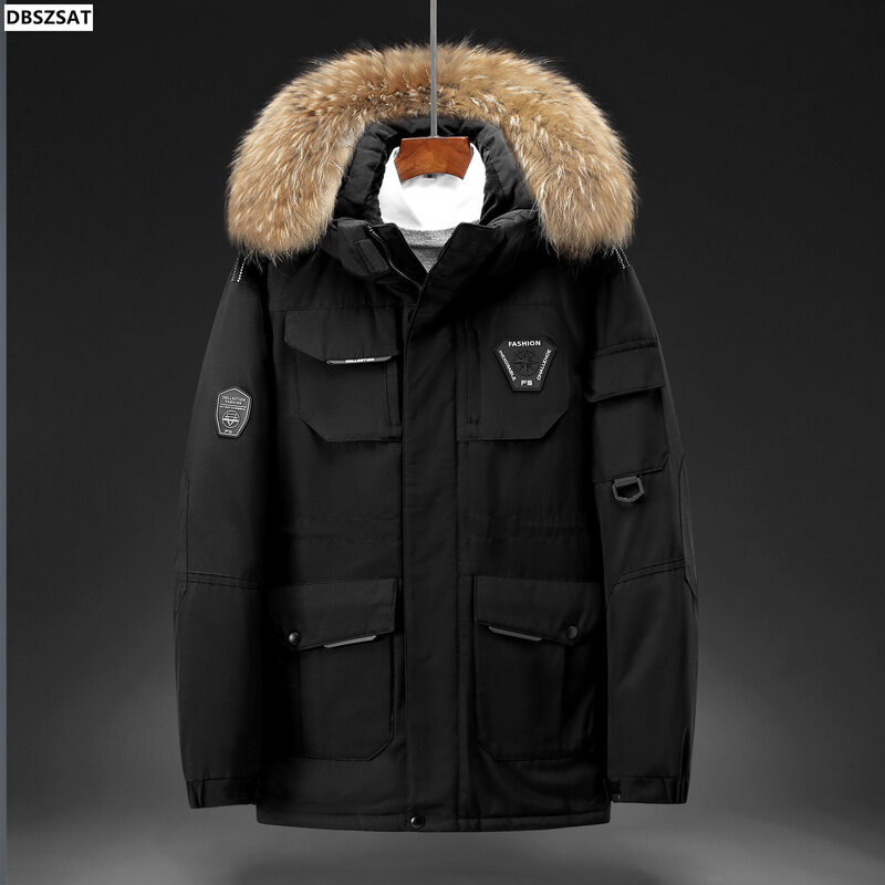 Новое поступление, мужское высококачественное зимнее плотное пальто ABSBAIN с капюшоном, Мужская модная куртка, плотная Теплая мужская верхняя одежда, пальто с перьями