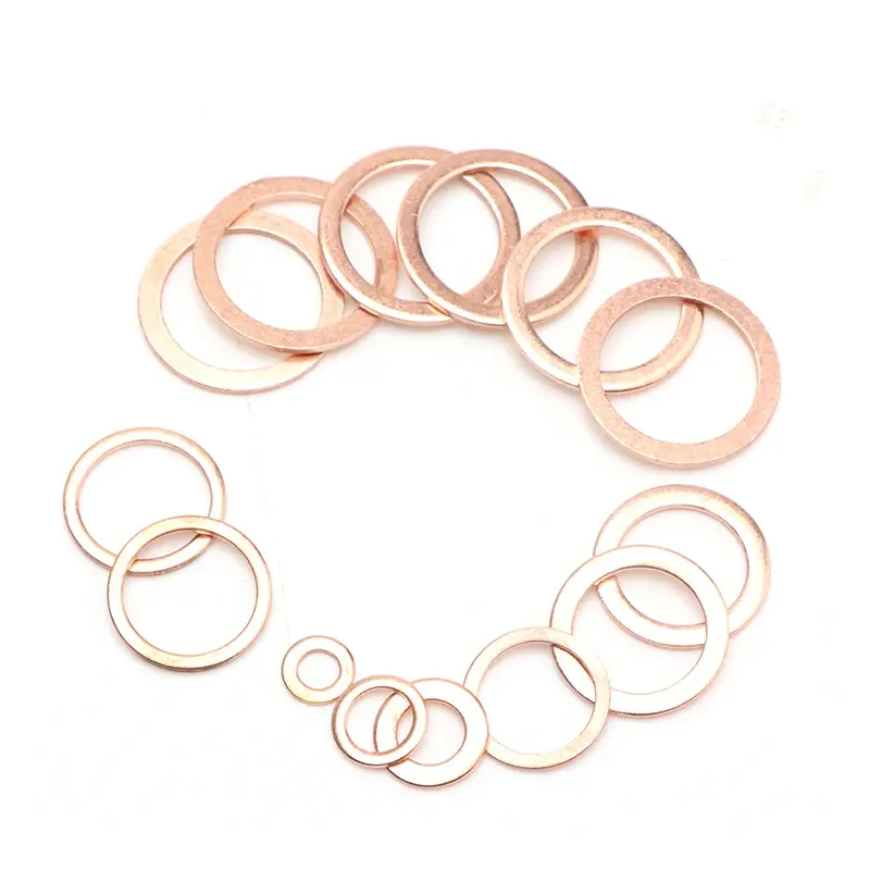 10/20/50 pces cobre plana arruela shim anel junta anéis selo liso espaçador arruelas sólidos fixador m5 m6 m8 m10 m12 m14 m16 m18 m20