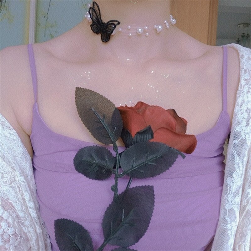 Schlüsselbeinkette, Schmetterlings-Halskette für Frauen, breite Perlen-Halskette