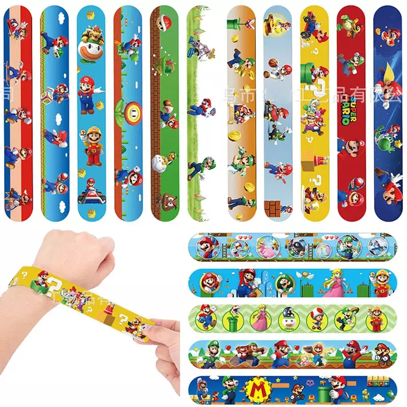 Nieuwe Mario Bros Polsband Kinderen Klap Ring Slap Armbanden Kids Snapping Ringen Speelgoed Kinderen Verjaardagscadeau Party Product
