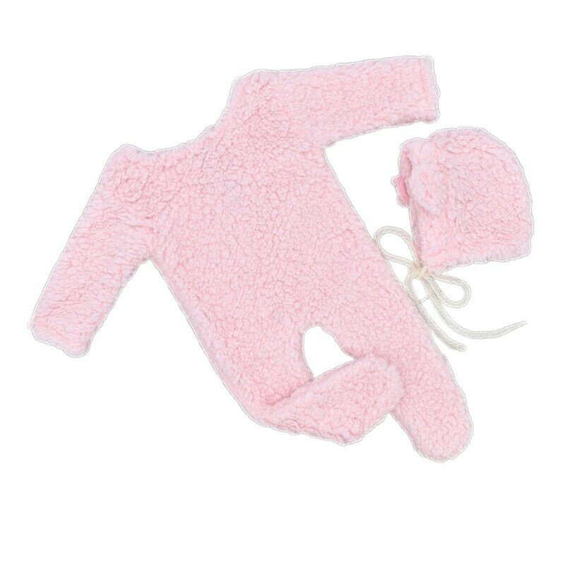 Infant Photoshooting Props Footed Romper Berber Fleece Cap Newborn Shower Gift DropShipping