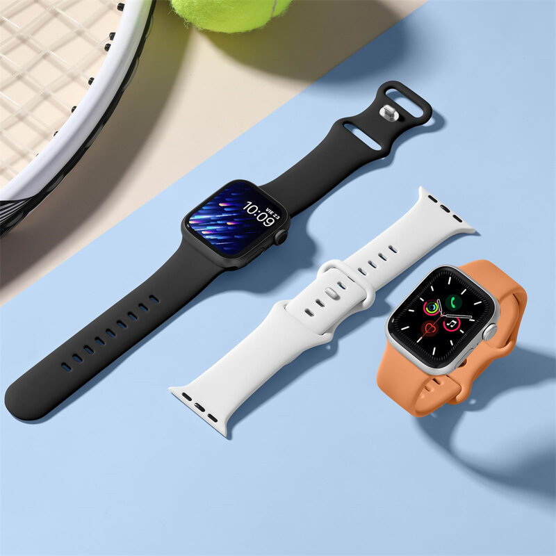 Pulseira de Silicone para Apple Watch, iWatch Series 8, 7, SE, 3, 4, 5, 6, 9, Ultra 2, 49mm, 44mm, 40 milímetros, 45 milímetros, 41 milímetros, 42-38 milímetros