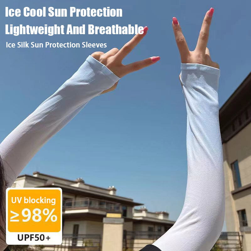 غطاء جليدي متدرج للحماية من الأشعة فوق البنفسجية للرجال والنساء ، واقي ذراع واقي من الشمس ، أغطية حريرية ، كم كبير ، ركوب الدراجات والقيادة