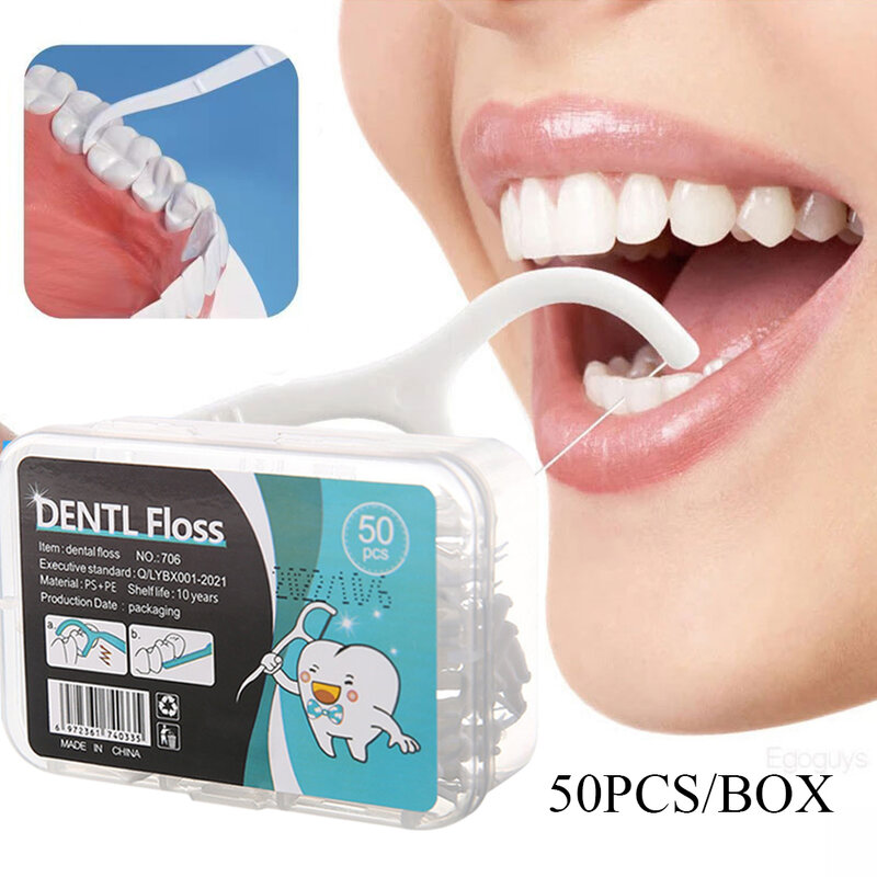 使い捨て歯科用フローティングスレッド付き歯科用衛生、ポータブル歯ブラシのおすすめ品、歯磨き粉、洗浄ツール、50個