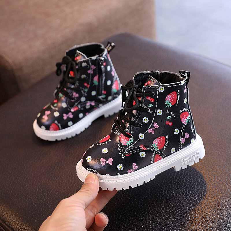 Nowe dziecięce buty buty dla dziewczynek botki moda skórzane wodoodporne zimowe maluch dzieci buty śniegowce Casual miękkie antypoślizgowe