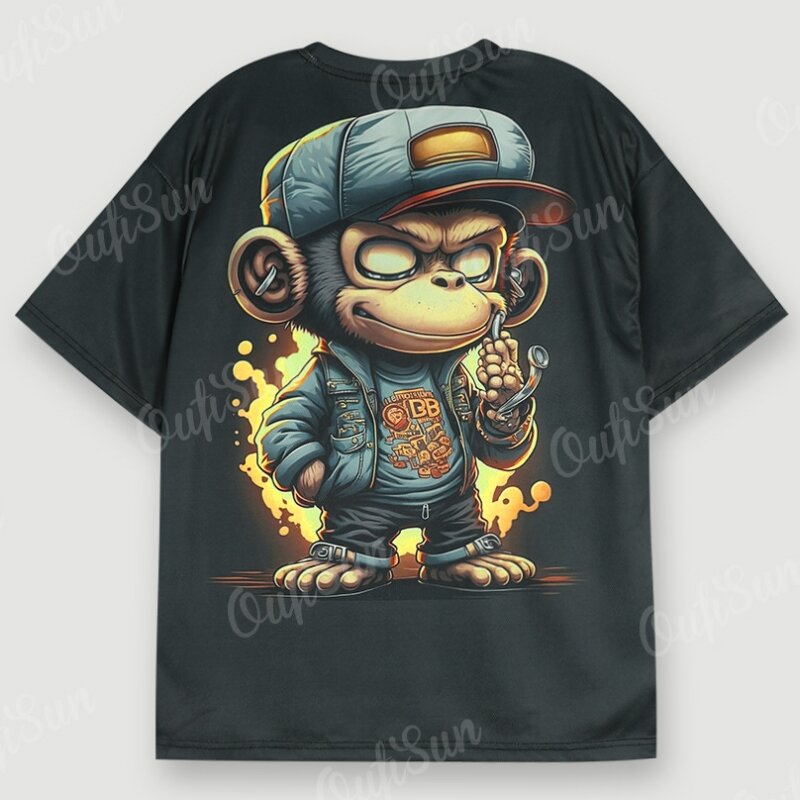 Kaus hewan untuk pria kaos Hip-Hop gambar monyet 3d kasual harian lengan pendek longgar ukuran besar atasan kaus Harajuku jalan 2024