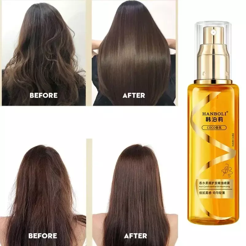 Spray réparateur sans rinçage, huile essentielle de soin des cheveux soyeux, traitement hydratant pour les cheveux