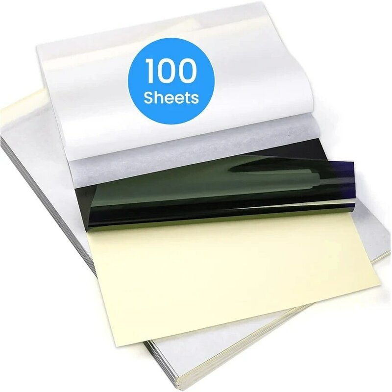 Phomemo กระดาษ M08F สักขนาด A4กระดาษลายฉลุกระดาษสำเนากระดาษความร้อนสำหรับการสักอุปกรณ์เครื่องโอนรอยสัก