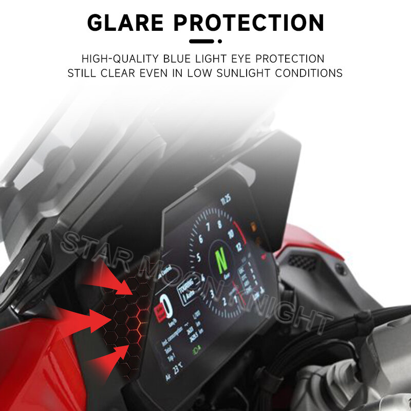 Per Ducati Multistrada V4S Rally Pikes Peak 2021- Instrument Hat visiera parasole 6.5 in TFT Display Glare Protection Meter pellicola dello schermo