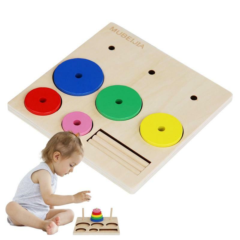 خشبية التراص اللعب الملونة حلقة خشبية مكدس للأطفال السلامة التعليمية متعددة الأغراض التراص اللعب مونتيسوري اللعب ل