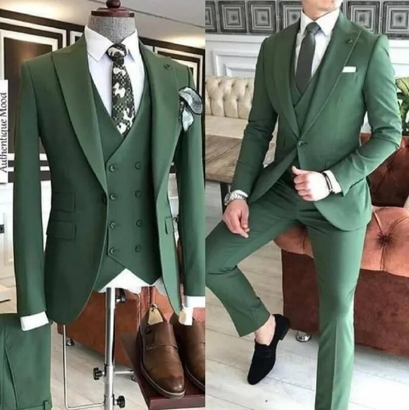 Traje ajustado para hombre, esmoquin De 3 piezas, chaqueta, pantalones y chaleco, color gris, ideal para novio y boda