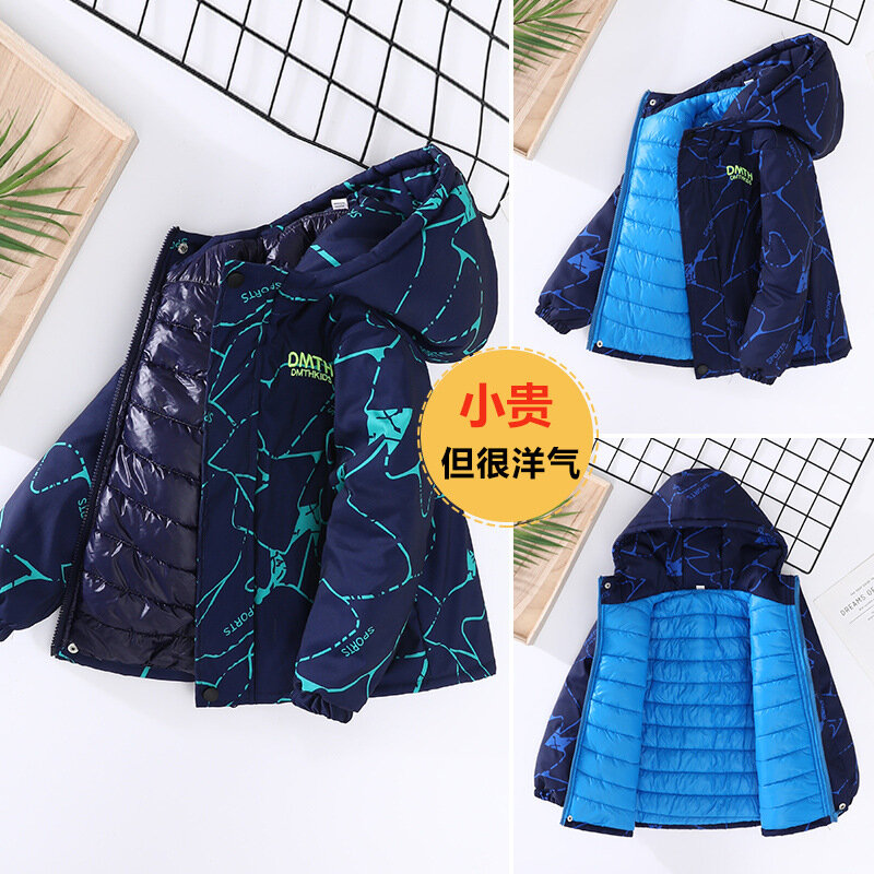 남아용 하드쉘 재킷, 두꺼운 면 패딩 코트, 2024, CuHK, 가을 및 겨울, 신상