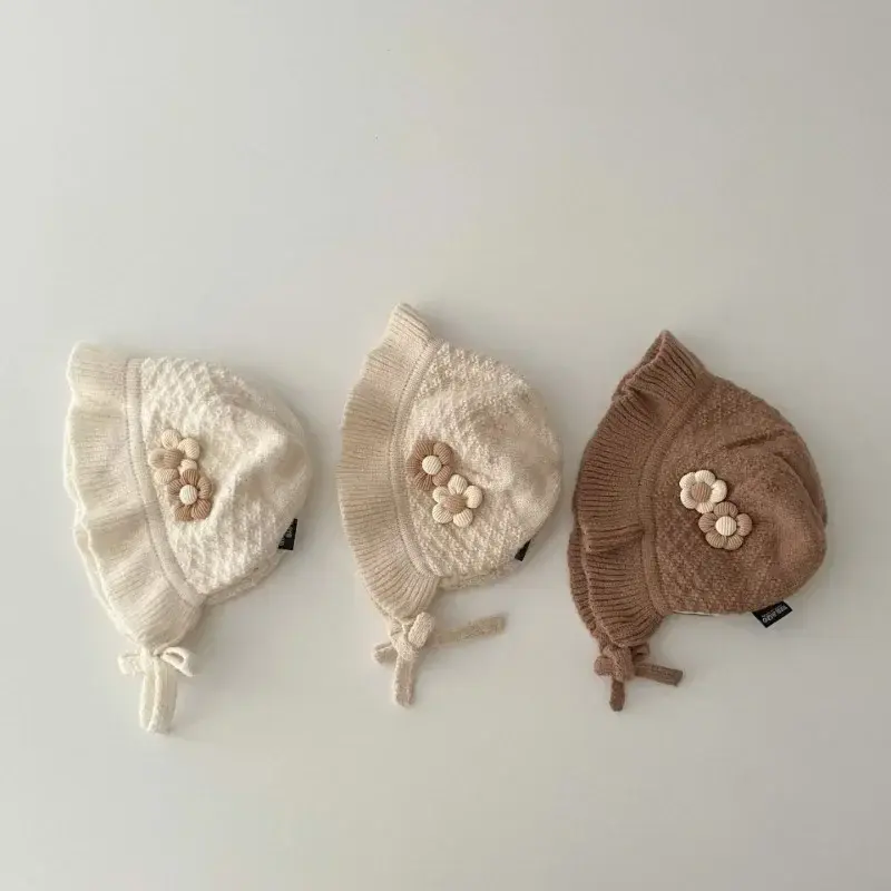 Accesorios de fotografía para bebé, sombrero de invierno con flores bonitas, estilo informal, accesorios para recién nacido, 2024