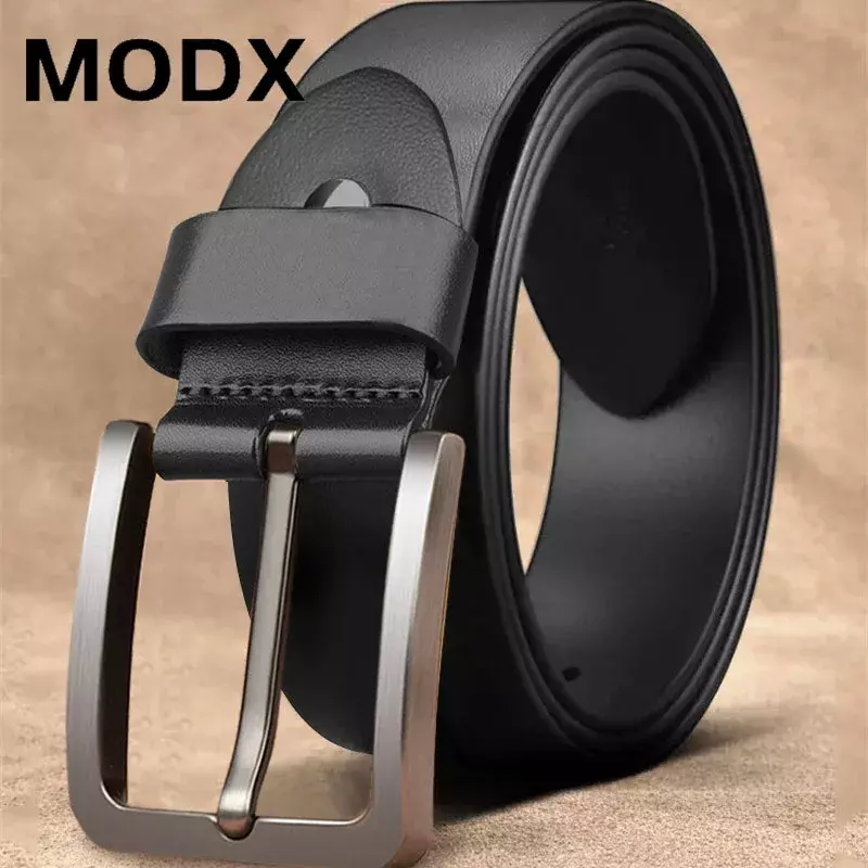Modx-男性用牛革ベルト,牛革ストラップ,自動バックル,合金バックル,高品質