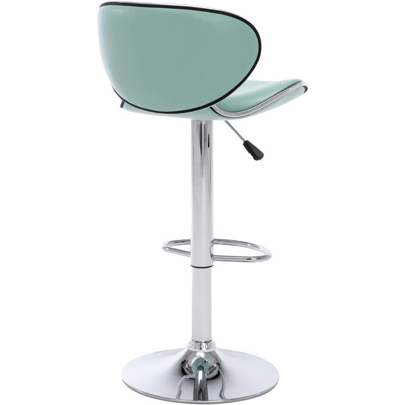 PU Leather Adjustable Bar Stools, Modern Swivel Airlift Barstools with Back, Armless Counter Height Chairs
