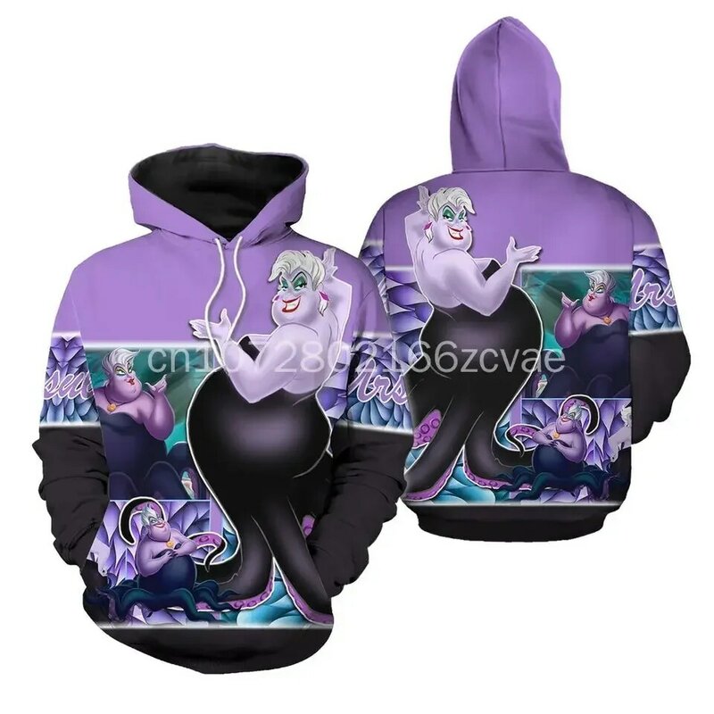 Ursula (Mała Syrenka) Disney 3D Print Dopey Wysokiej jakości flanetowe bluzy z kapturem Y2k Mężczyźni Kobiety Pullover