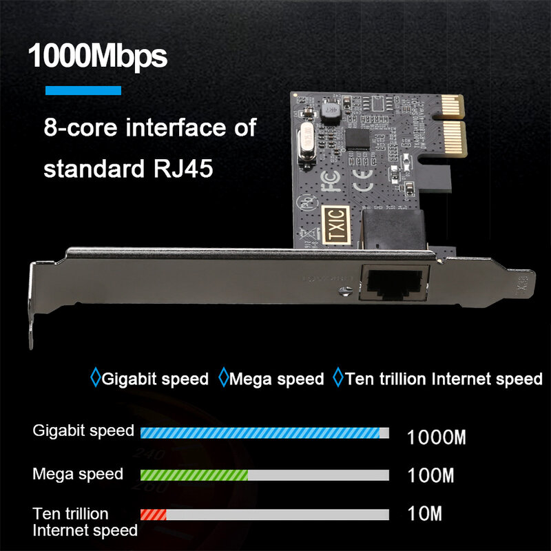 Carte réseau 1000Mbps PCIE vers RJ45, 10/100/1000Mbps, PCI Express convertisseur LAN Etherent Gigabit adaptateur PCIe pour ordinateur de bureau